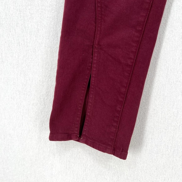 MOTHER Jeans Womens 32 Burgundy The Rascal Sliced Up Heel High Rise Slim NWOT - Picture 9 of 16